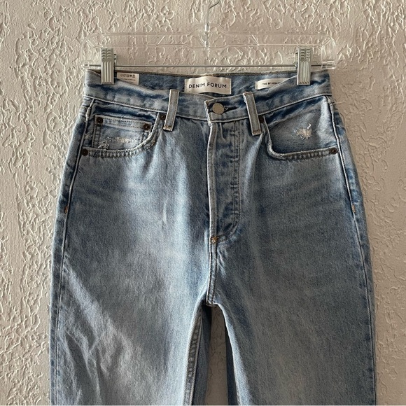 Denim Forum Jeans Pant Aritzia High Boyfriend Loose Distressed Denim Blue 24 - Picture 6 of 14